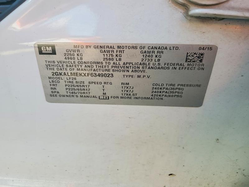 Aukcja sprzedaży 2015 Gmc Terrain, vin: 2GKALMEKXF6349023, numer aukcji: 48799906