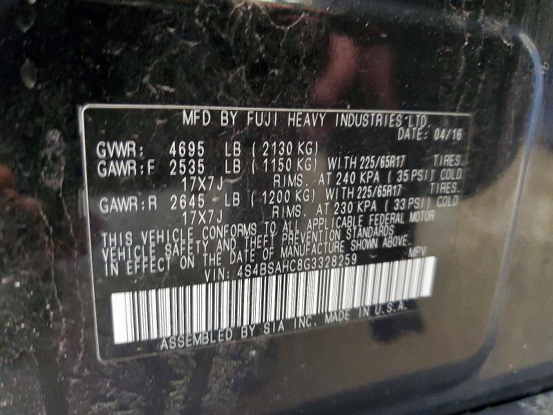 Продажа на аукционе авто 2016 Subaru Outback, vin: 4S4BSAHC8G3328259, номер лота: 50921426