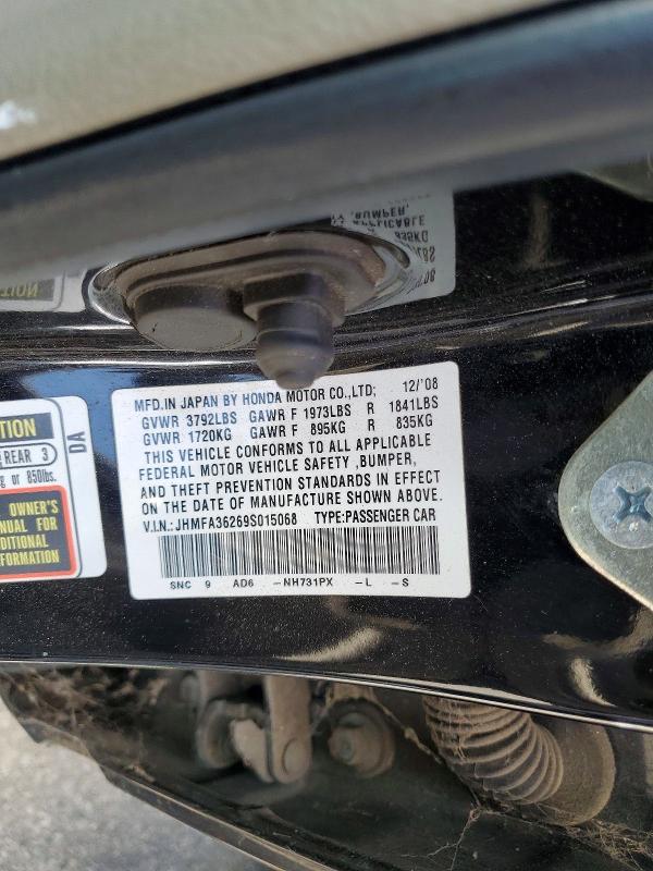 Продаж на аукціоні авто 2009 Honda Civic, vin: JHMFA36269S015068, номер лоту: 46783696