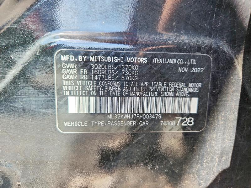 2023 Mitsubishi Mirage მანქანა იყიდება აუქციონზე, vin: ML32AWHJ7PH003479, აუქციონის ნომერი: 50418156