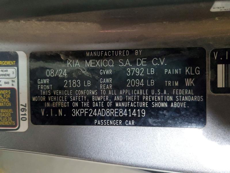 Продаж на аукціоні авто 2024 Kia Forte, vin: 3KPF24AD8RE841419, номер лоту: 48933626