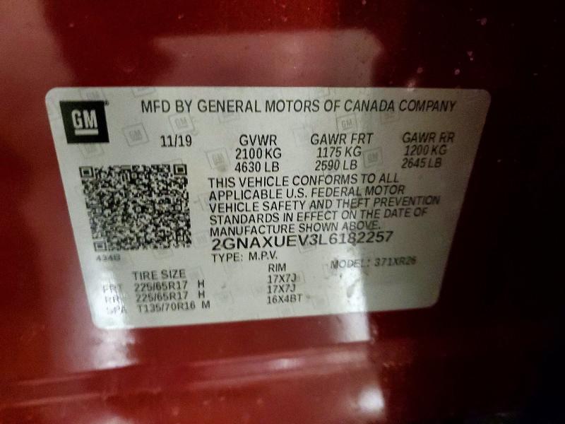 Aukcja sprzedaży 2020 Chevrolet Equinox, vin: 2GNAXUEV3L6182257, numer aukcji: 50613636