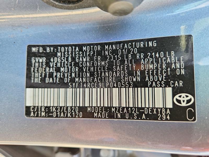 Продажа на аукционе авто 2020 Toyota Corolla, vin: 5YFT4RCE9LP040553, номер лота: 51146936