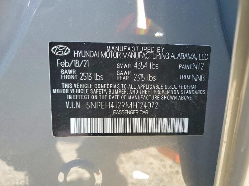 Продажа на аукционе авто 2021 Hyundai Sonata, vin: 5NPEH4J29MH124072, номер лота: 49193956