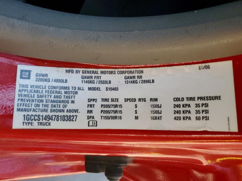 Aukcja sprzedaży 2007 Chevrolet Colorado, vin: 1GCCS149478103827, numer aukcji: 49264196