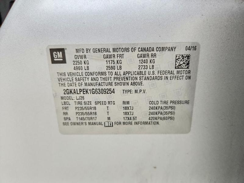 Продаж на аукціоні авто 2016 Gmc Terrain, vin: 2GKALPEK1G6309254, номер лоту: 49961806