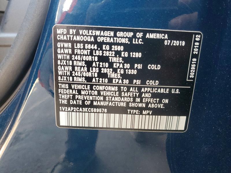 Aukcja sprzedaży 2019 Volkswagen Atlas, vin: 1V2AP2CA3KC589576, numer aukcji: 48254816