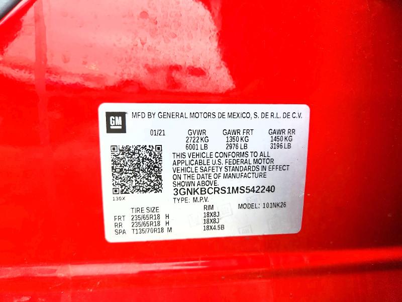 Aukcja sprzedaży 2021 Chevrolet Blazer, vin: 3GNKBCRS1MS542240, numer aukcji: 49568846