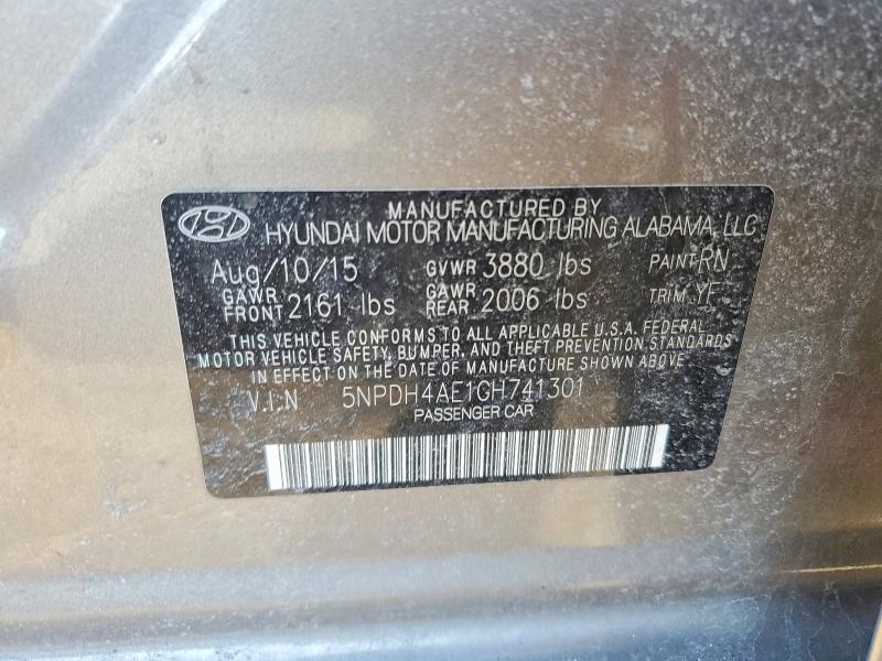 50469076 :رقم المزاد ، 5NPDH4AE1GH741301 vin ، 2016 Hyundai Elantra مزاد بيع