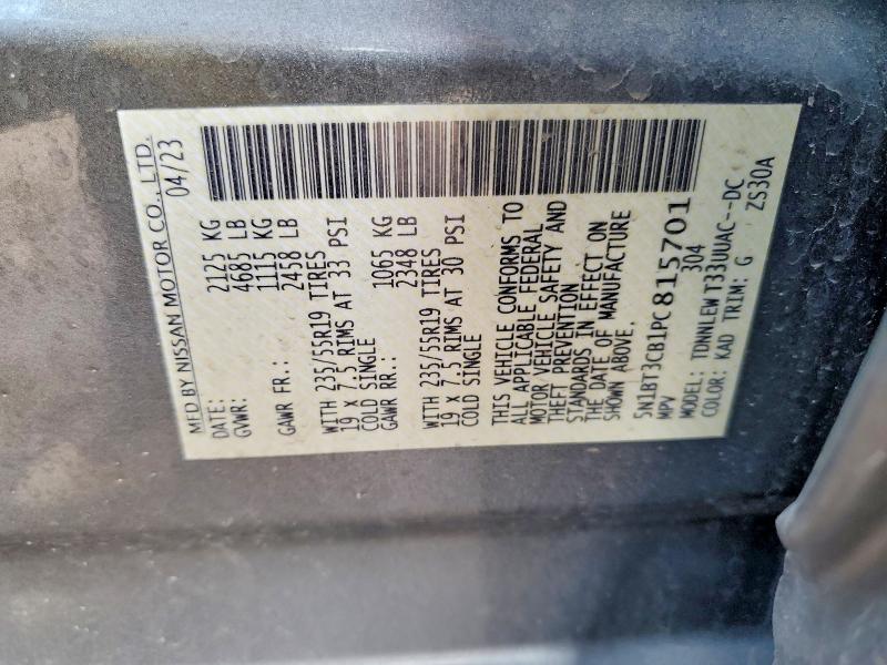 Продажа на аукционе авто 2023 Nissan Rogue, vin: 5N1BT3CB1PC815701, номер лота: 48774616