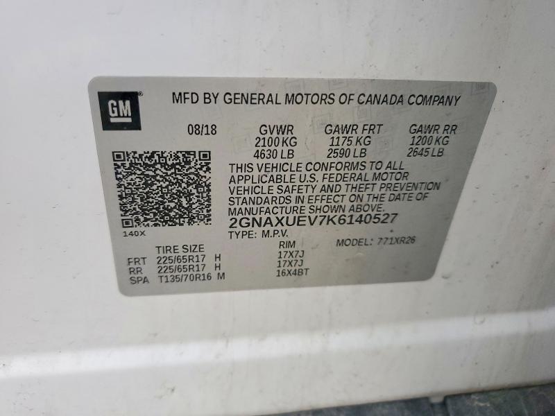 Aukcja sprzedaży 2019 Chevrolet Equinox, vin: 2GNAXUEV7K6140527, numer aukcji: 51850046