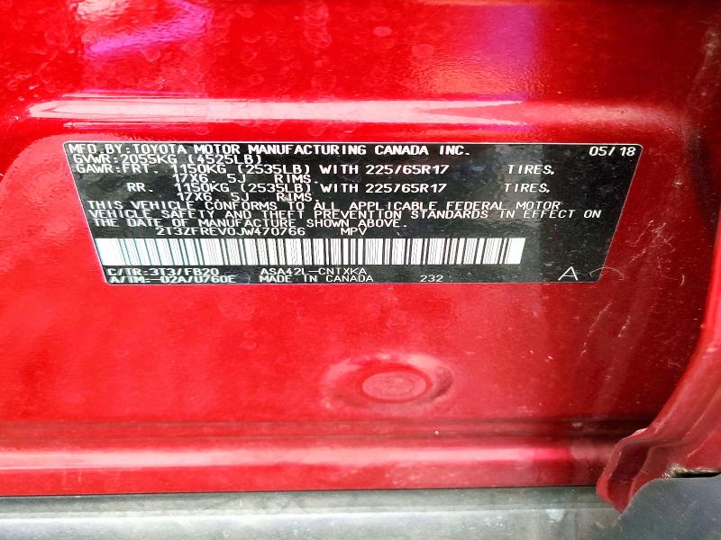 51818986 :رقم المزاد ، 2T3ZFREV0JW470766 vin ، 2018 Toyota Rav4 مزاد بيع