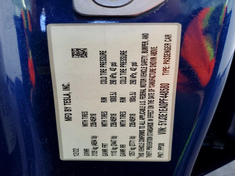 Aukcja sprzedaży 2023 Tesla Model 3, vin: 5YJ3E1EA0PF448580, numer aukcji: 50693956