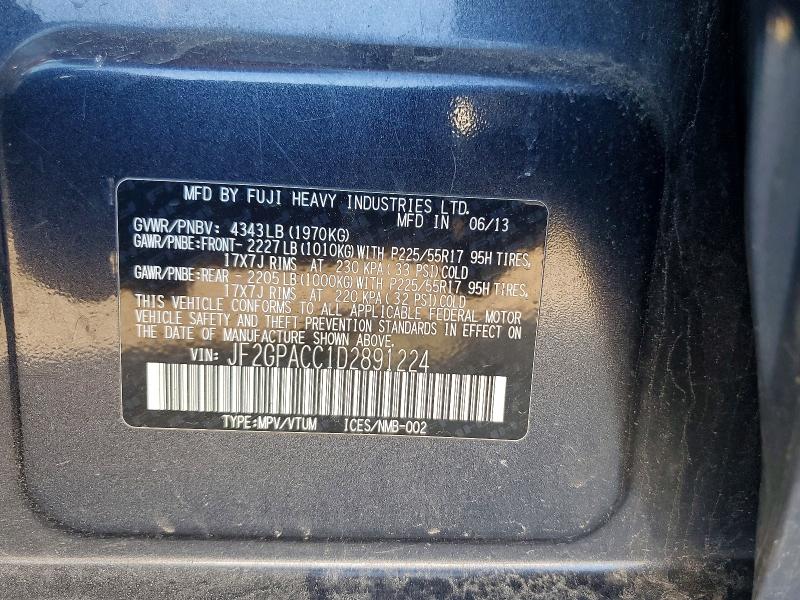 2013 Subaru Xv Crosstrek მანქანა იყიდება აუქციონზე, vin: JF2GPACC1D2891224, აუქციონის ნომერი: 49601256