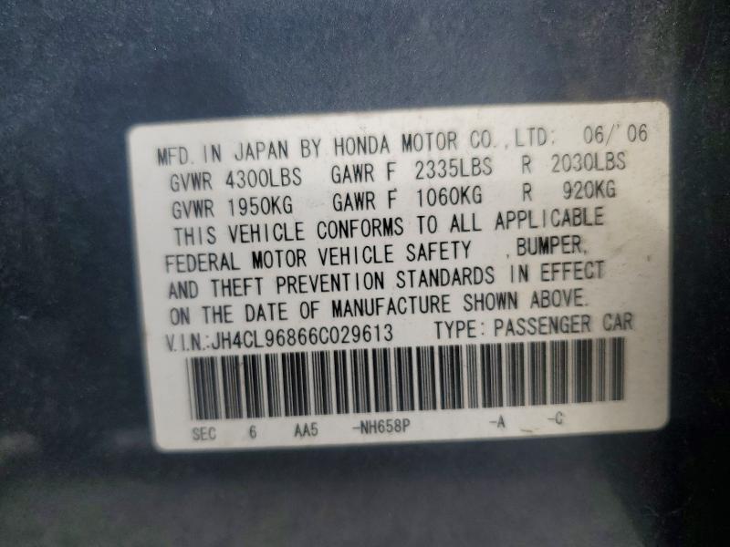 Aukcja sprzedaży 2006 Acura Tsx, vin: JH4CL96866C029613, numer aukcji: 50015766