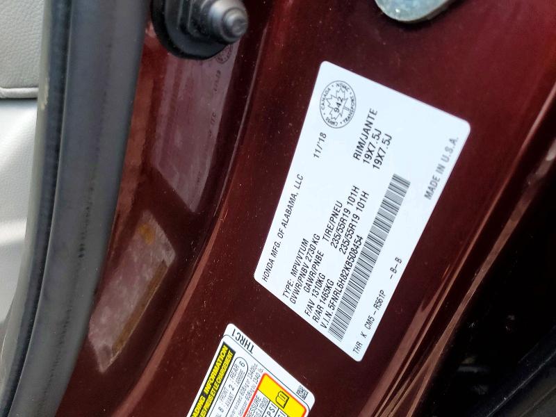 49410666 :رقم المزاد ، 5FNRL6H82KB508454 vin ، 2019 Honda Odyssey مزاد بيع