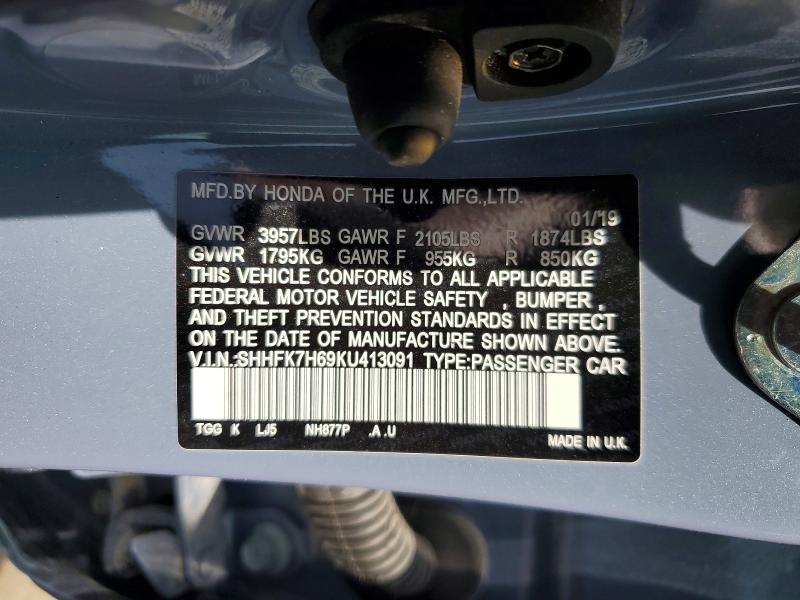 Aukcja sprzedaży 2019 Honda Civic, vin: SHHFK7H69KU413091, numer aukcji: 48535906