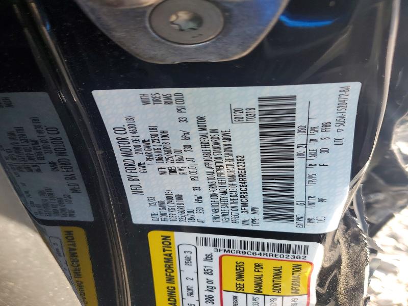 2024 Ford Bronco Sport მანქანა იყიდება აუქციონზე, vin: 3FMCR9C64RRE02362, აუქციონის ნომერი: 48214476