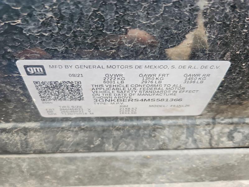 48847486 :رقم المزاد ، 3GNKBERS4MS581366 vin ، 2021 Chevrolet Blazer مزاد بيع