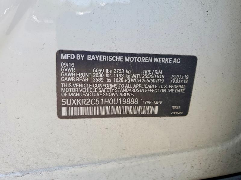 Продаж на аукціоні авто 2017 Bmw X5, vin: 5UXKR2C51H0U19888, номер лоту: 51341846