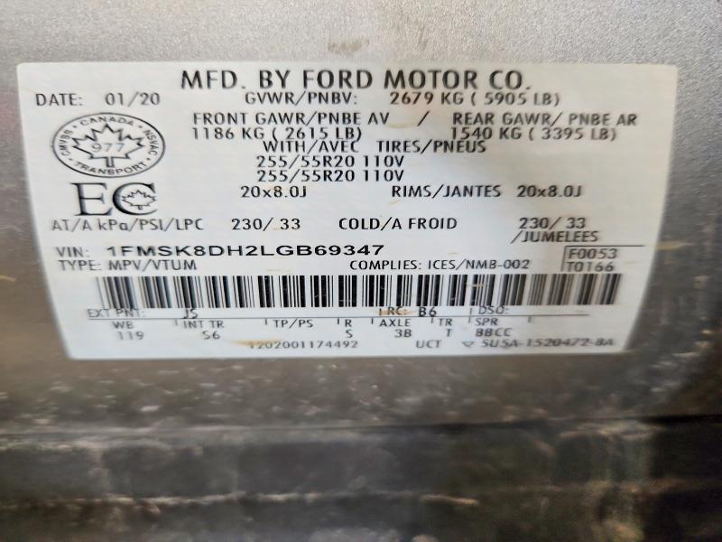 Продажа на аукционе авто 2020 Ford Explorer Xlt 4dr Awd, vin: 1FMSK8DH2LGB69347, номер лота: 49723506