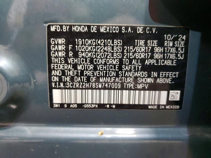 Продажа на аукционе авто 2025 Honda Hr-v, vin: 3CZRZ2H78SM747009, номер лота: 50142446