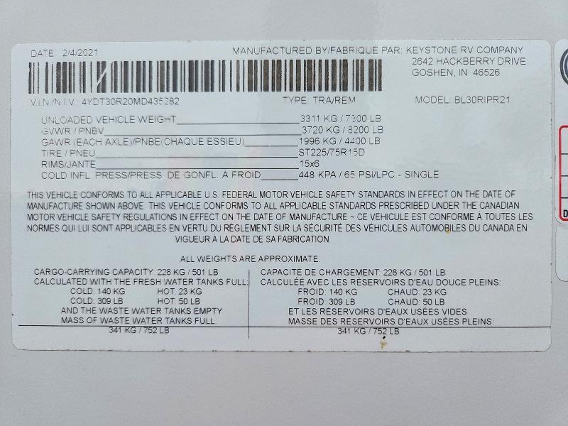 51498266 :رقم المزاد ، 4YDT30R20MD435282 vin ، 2021 Bull Recreational Vehicle (rv) مزاد بيع