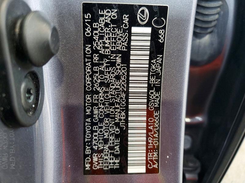 Aukcja sprzedaży 2015 Lexus Es, vin: JTHBK1GG4F2205201, numer aukcji: 50738666