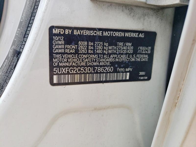 2013 Bmw X6 მანქანა იყიდება აუქციონზე, vin: 5UXFG2C53DL786260, აუქციონის ნომერი: 50576796
