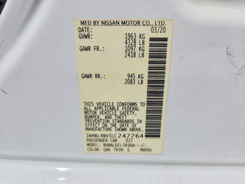 Продаж на аукціоні авто 2020 Nissan Altima, vin: 1N4BL4BV3LC247764, номер лоту: 49454586