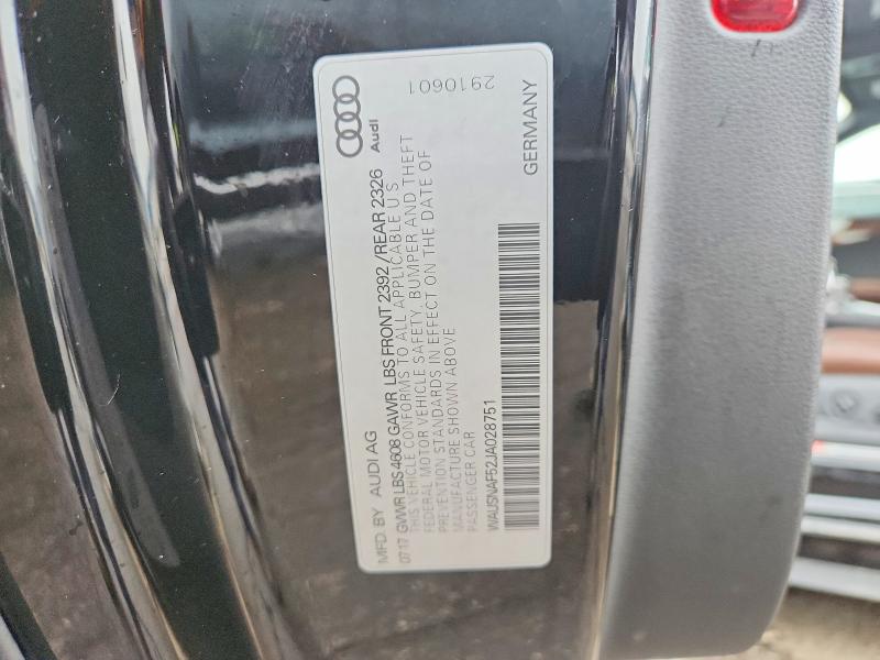 51508056 :رقم المزاد ، WAUSNAF52JA028751 vin ، 2018 Audi A5 مزاد بيع