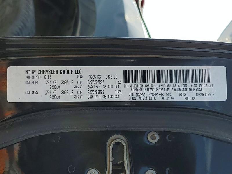 Продаж на аукціоні авто 2010 Dodge Ram 1500, vin: 1D7RV1CT2AS261646, номер лоту: 49337036