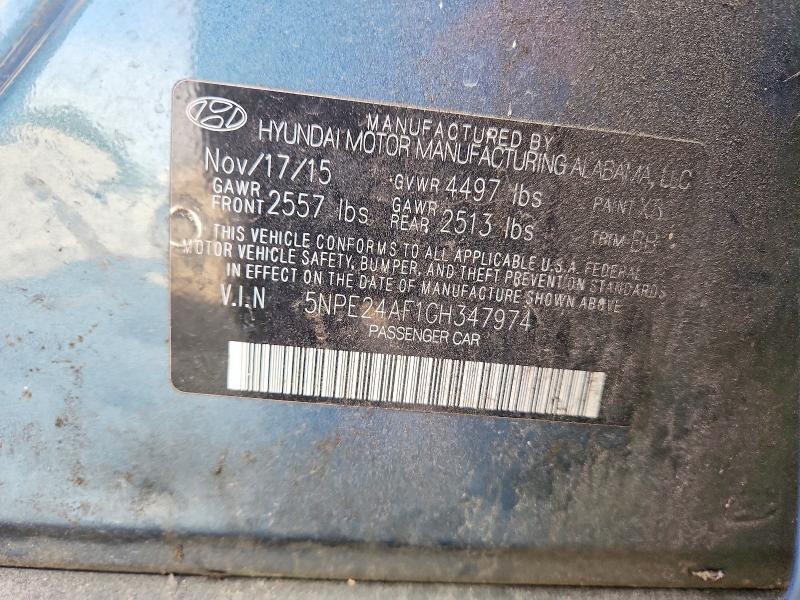 48844976 :رقم المزاد ، 5NPE24AF1GH347974 vin ، 2016 Hyundai Sonata مزاد بيع