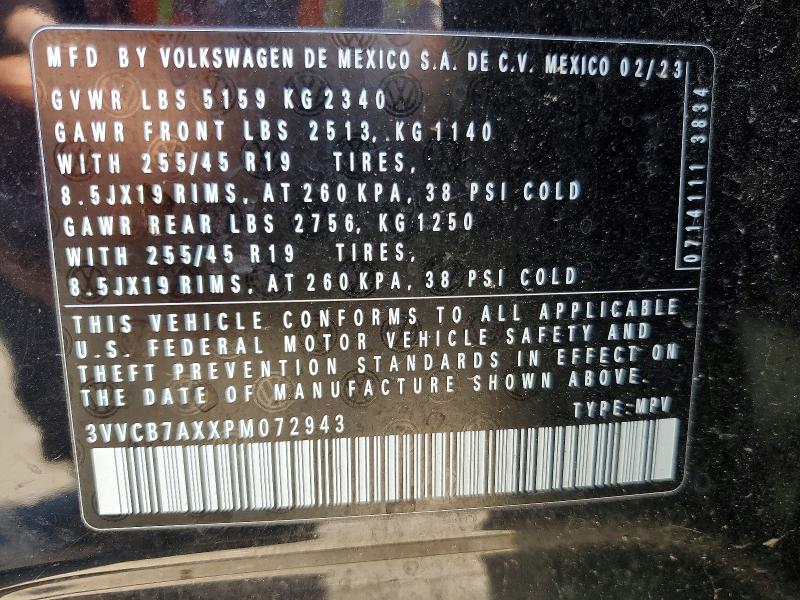 Aukcja sprzedaży 2023 Volkswagen Tiguan, vin: 3VVCB7AXXPM072943, numer aukcji: 49614946