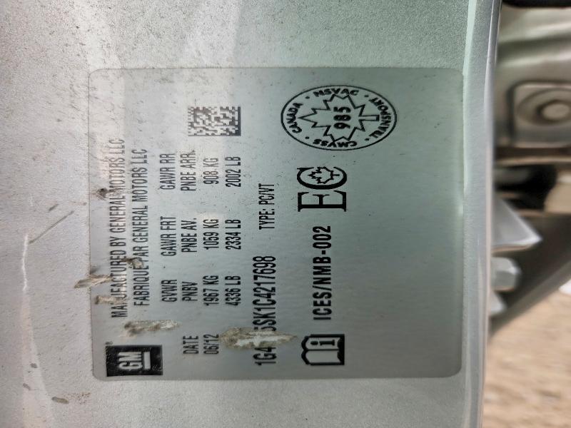 49475126 :رقم المزاد ، 1G4PP5SK1C4217698 vin ، 2012 Buick Verano مزاد بيع