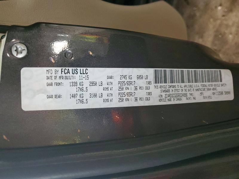 2016 Dodge Grand Caravan მანქანა იყიდება აუქციონზე, vin: 2C4RDGCG2GR224996, აუქციონის ნომერი: 48911266
