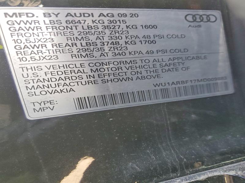 Aukcja sprzedaży 2021 Audi Rs Q8, vin: WU1ARBF17MD009883, numer aukcji: 78476855