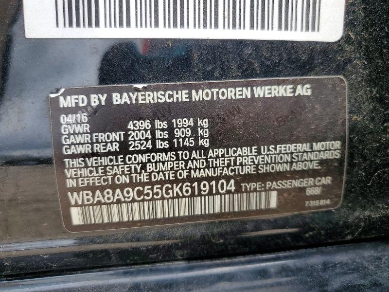 Aukcja sprzedaży 2016 Bmw 320, vin: WBA8A9C55GK619104, numer aukcji: 49885916