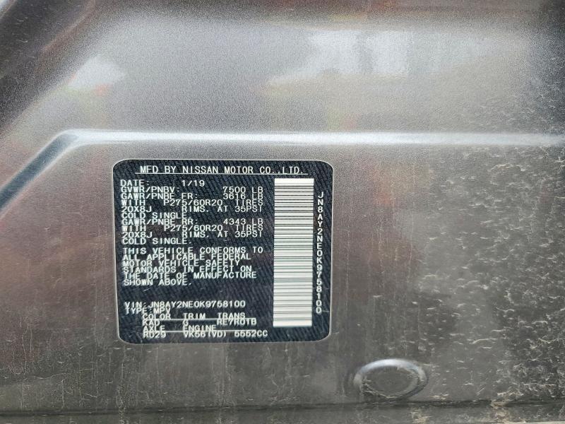 Aukcja sprzedaży 2019 Nissan Armada, vin: JN8AY2NE0K9758100, numer aukcji: 51007906