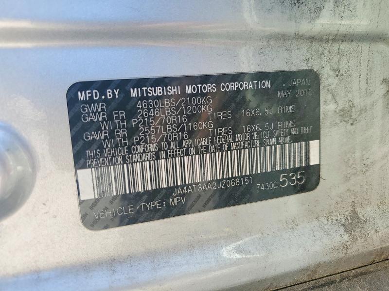 50326806 :رقم المزاد ، JA4AT3AA2JZ068151 vin ، 2018 Mitsubishi Eclipse Cross مزاد بيع