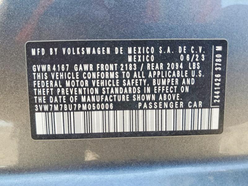 50691916 :رقم المزاد ، 3VW7M7BU7PM050006 vin ، 2023 Volkswagen Jetta مزاد بيع