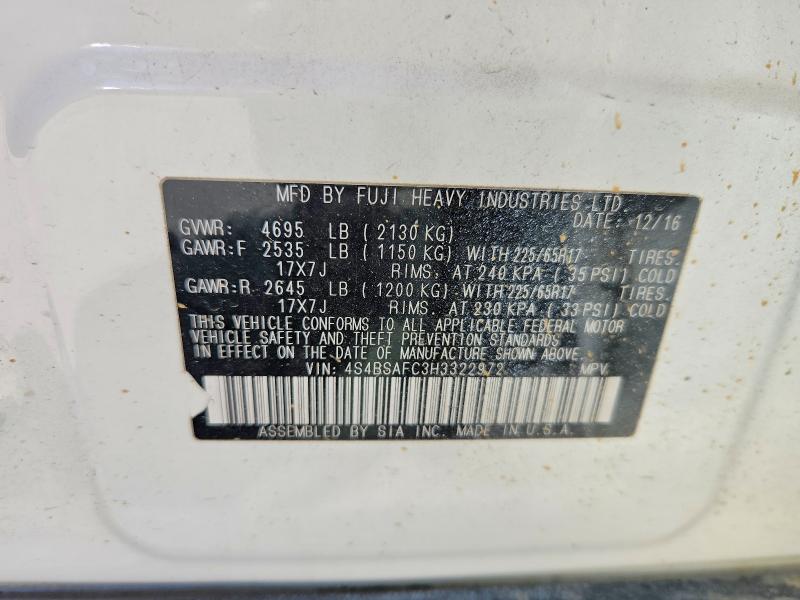 50635786 :رقم المزاد ، 4S4BSAFC3H3322972 vin ، 2017 Subaru Outback مزاد بيع