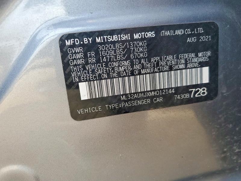 48994496 :رقم المزاد ، ML32AUHJXMH012144 vin ، 2021 Mitsubishi Mirage مزاد بيع