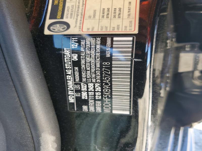50139596 :رقم المزاد ، WDDHF5KB9CA572718 vin ، 2012 Mercedes-benz E مزاد بيع