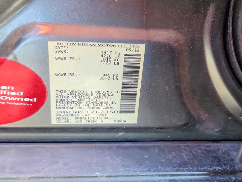 Продаж на аукціоні авто 2018 Nissan Altima, vin: 1N4AL3AP2JC267350, номер лоту: 49959056