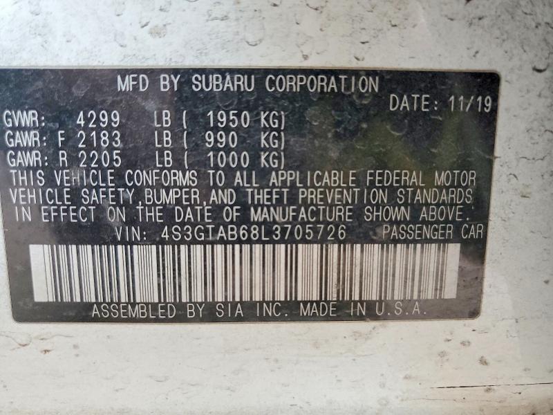 Aukcja sprzedaży 2020 Subaru Impreza, vin: 4S3GTAB68L3705726, numer aukcji: 51130856