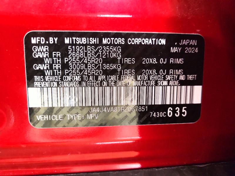 Продаж на аукціоні авто 2024 Mitsubishi Outlander, vin: JA4J4VA81RZ067851, номер лоту: 50340246