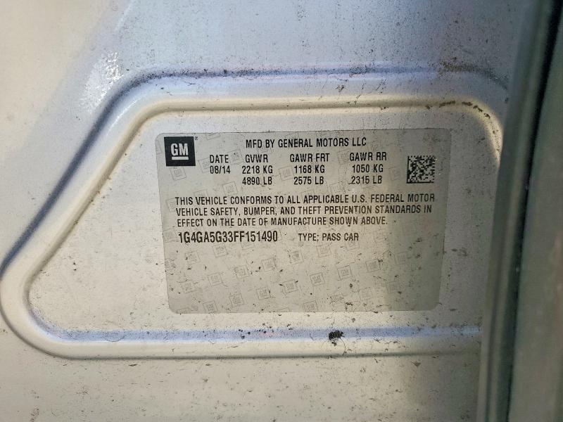 2015 Buick Lacrosse მანქანა იყიდება აუქციონზე, vin: 1G4GA5G33FF151490, აუქციონის ნომერი: 53303726