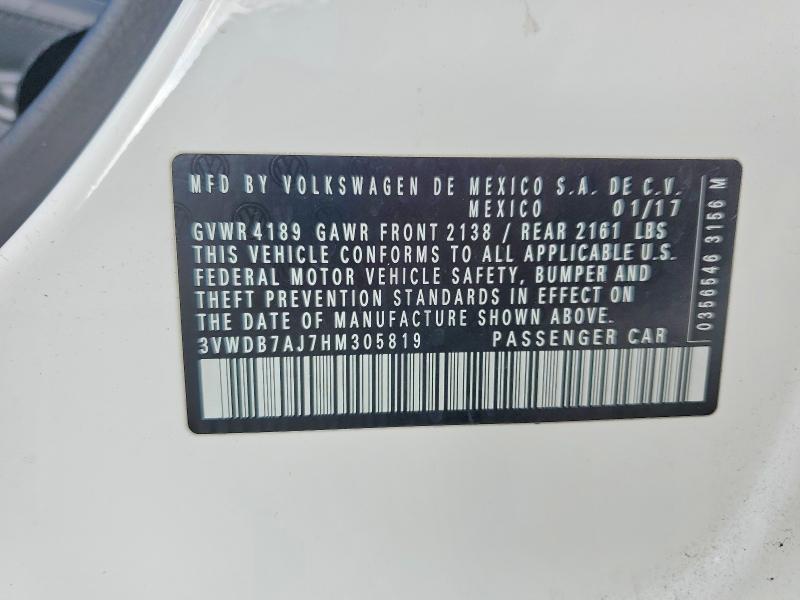 Aukcja sprzedaży 2017 Volkswagen Jetta, vin: 3VWDB7AJ7HM305819, numer aukcji: 49325656