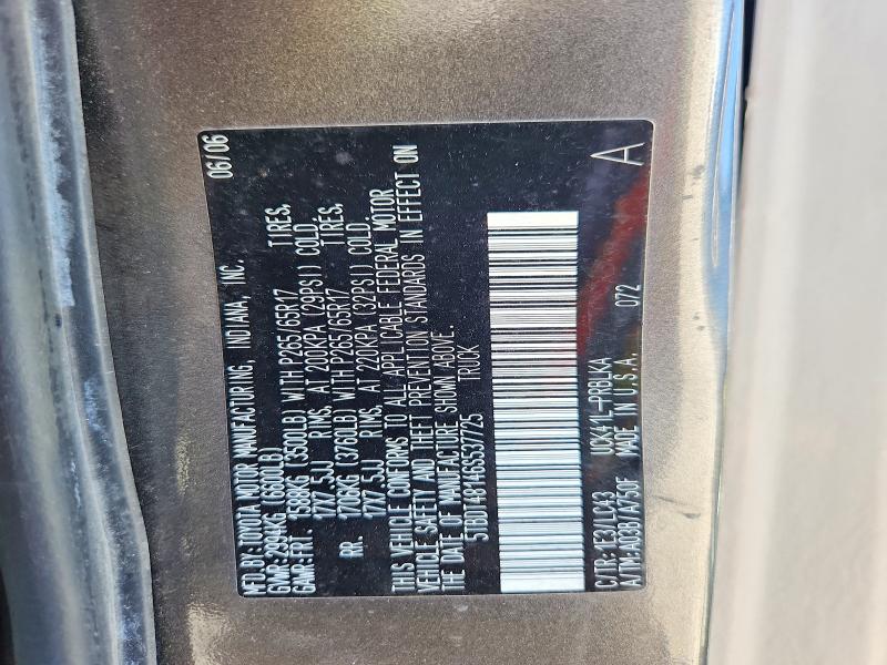 51573176 :رقم المزاد ، 5TBDT48146S537725 vin ، 2006 Toyota Tundra مزاد بيع